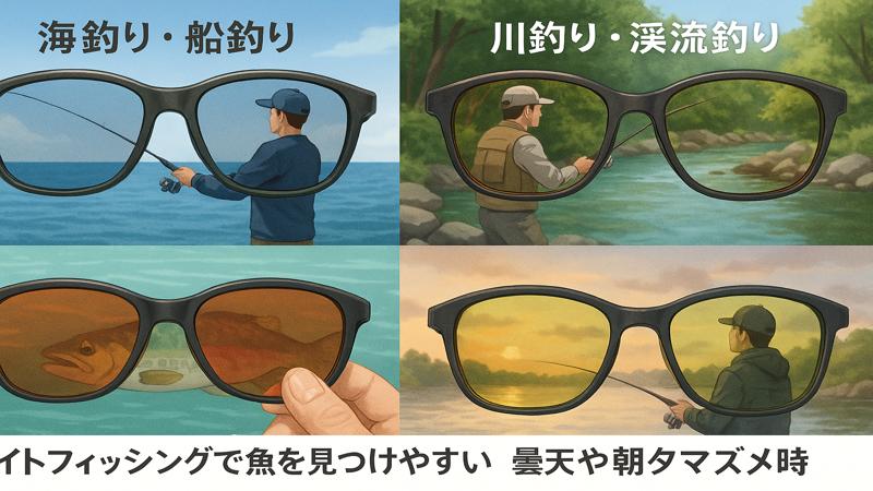 3.釣りのシーン別おすすめレンズカラー
