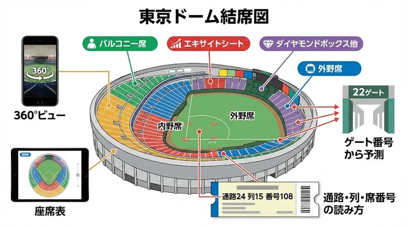 1.東京ドーム座席の全体構造を把握する