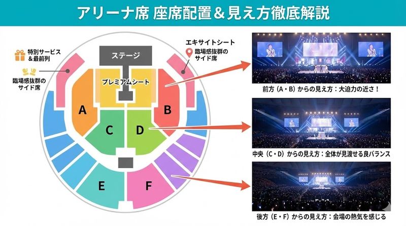 2.アリーナ席の座席配置と見え方を細かく解説
