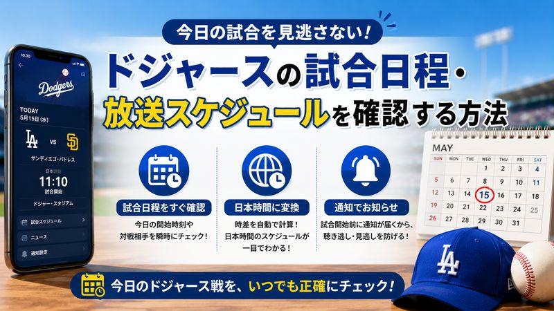 3.今日のドジャース試合日程・放送スケジュールの確認方法